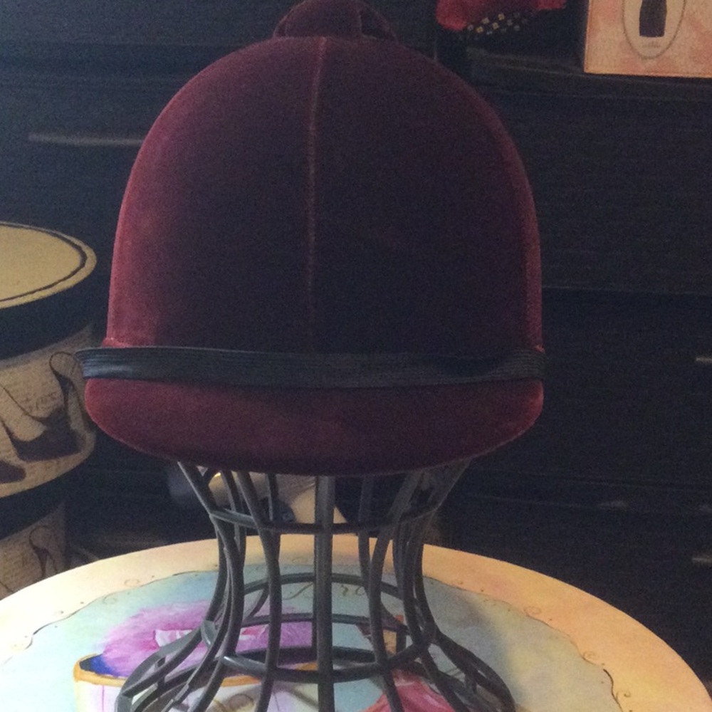 Velvet Riding Helmet Cover in Deep Burgundy
